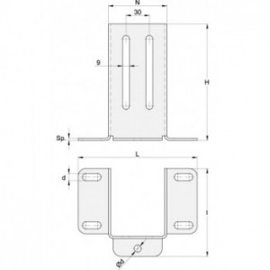 Support à visser pour butée de réception ref : 1030F, 2030F
