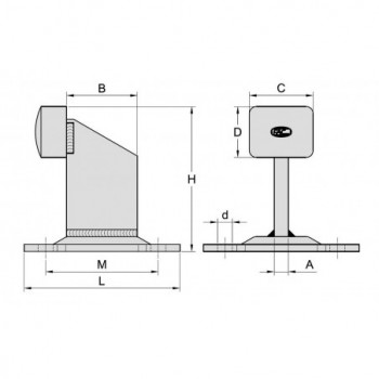 Butée de sol pour portail coulissant et amortisseur pour portillons pivotants, modèle 116P