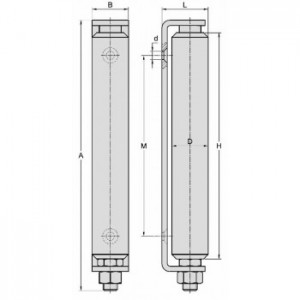 Guide supérieur long en nylon - Avec support - hauteur 299mm x largeur 51mm