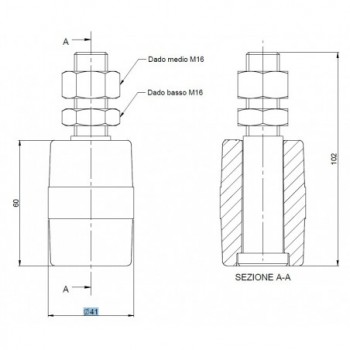 Olive de guidage cylindrique Ø40mm pour portail coulissant - Rouleau Nylon Hauteur 60mm - M16