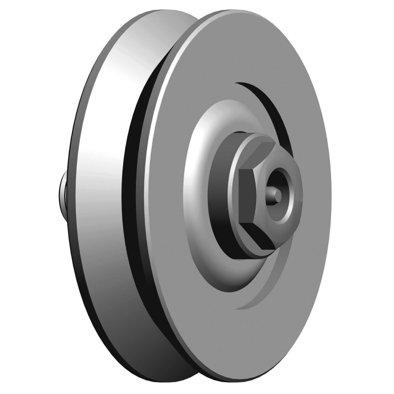 Galet (roue) pour portail Ø200mm - gorge en V - axe à visser avec graisseur - 1 roulement à billes