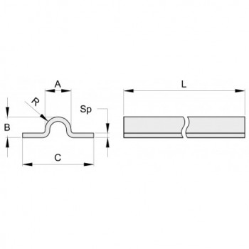 Rail à visser non percé - larg 20 mm - 6m - INOX