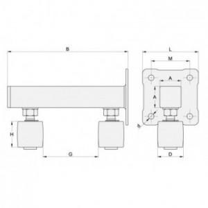 Guide de portail coulissant sur platine à visser - guidage réglable avec 2 olives ø40mm