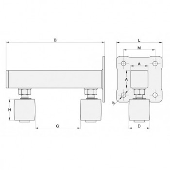 Guide de portail coulissant sur platine à visser - guidage réglable avec 2 olives ø40mm