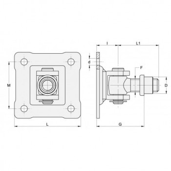 Gond M18 à souder chape 4 trous NOUVEAU MOD.