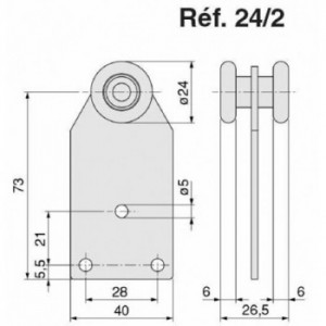 Chariot galvanisé - 2 roues ø24mm - pour porte coulissante suspendue - Charge 30kg