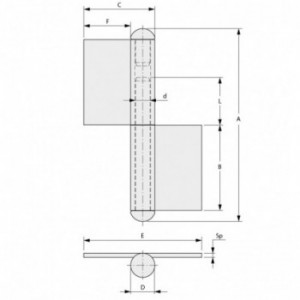 Paumelle à lame 120mm.Gauche.