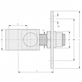 Gond sur platine réglables - 4 trous - Ø30mm - platine 90x90mm