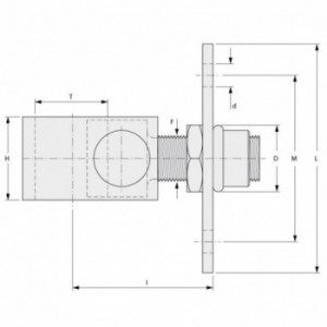 Gond sur platine réglables - 4 trous - Ø30mm - platine 90x90mm