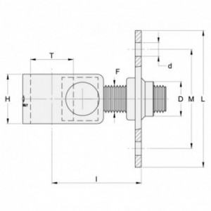 Gond sur platine 4 trous Ø13mm plaque 130x130 - Pour axe 40mm (jusqu'à rupture du stock)