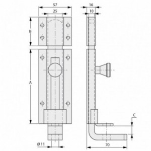Verrou à cadenas zingué série lourde 400mm x 57mm