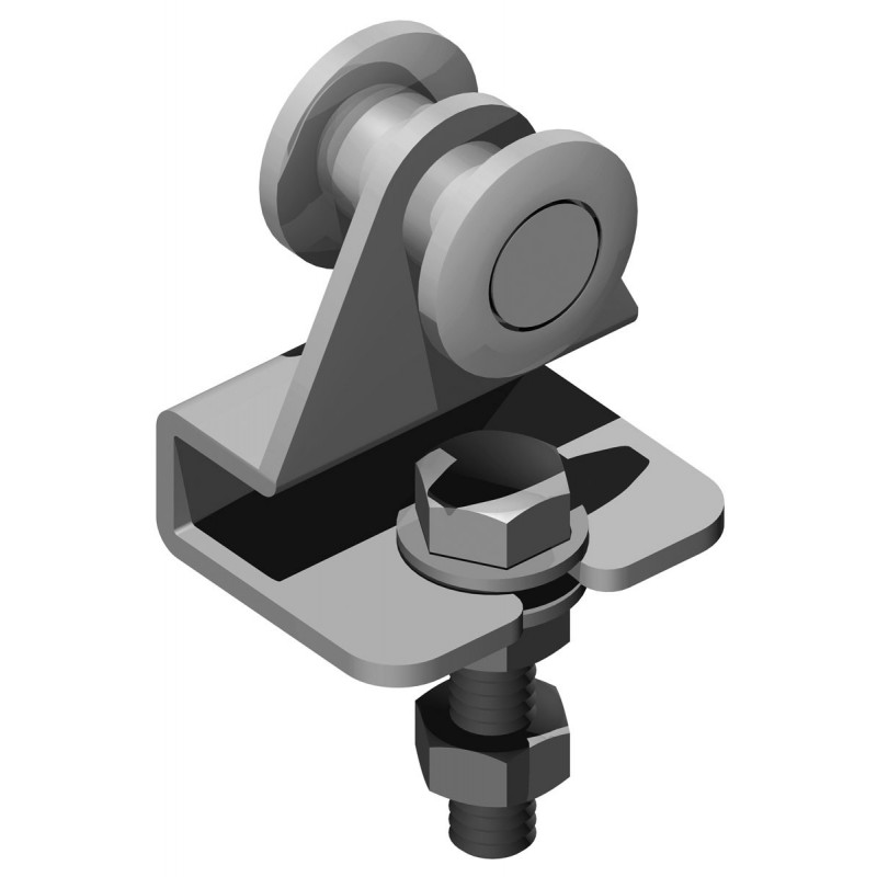 Chariot galvanisé - 2 roues Ø24mm M8 - pour porte coulissante suspendue