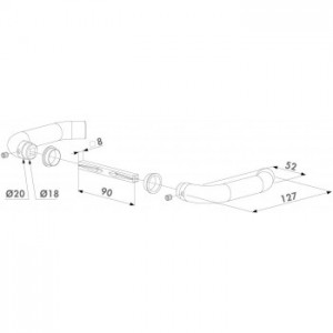 Paire de béquilles acier inox ø20mm carré de 8mm long ,120mm