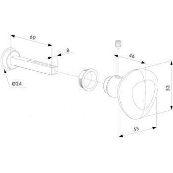 Demi béquille "bouton" en aluminium - carré de 8mm