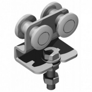 Chariot galvanisé - 4 roues Ø24mm M8 - pour porte coulissante suspendue