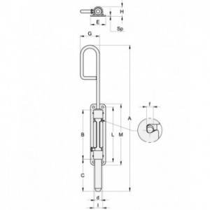 Verrou baionnette - platine à visser de 35mm - H340