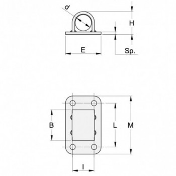 Cavallier pour baionnette diam. 16 - support large à visser