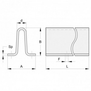 Rail à sceller galvanisé - larg 50 mm - pour Ø16mm -  3m