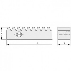 Crémaillère Module 4 acier zingué 22x22 perçée - 1m-3 trous.