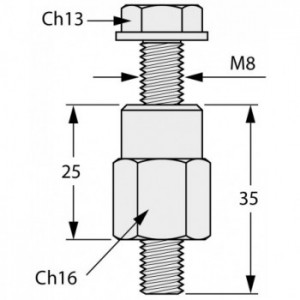 Entretoise à visser pour crémaillère à portail coulissant - taraudée M8 - acier galvanisé - pour crémaillère 1630, VA621