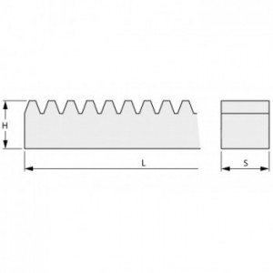 Crémaillère acier 2m 30x30 non percée MODULE 6