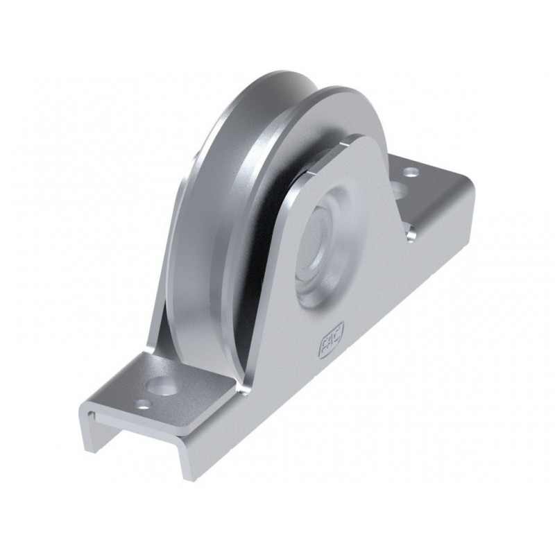 Galet pour portail coulissant ø75mm - gorge en V - support à souder plié - 1 roulement à billes