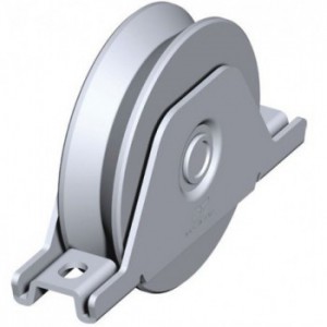 Galet (roue) pour portail Ø120mm - gorge en V - support plié perçé - 2 roulements à billes