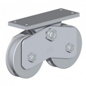 Chariot 2 roues gorge en U ø120 sur platine 200x70