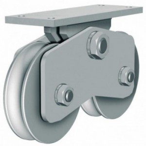 Chariot 2 roues Ø160 sur platine 200x70 mm pour portails coulissants industriels