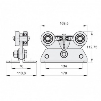 Chariot pour portail autoportant pour les rails de série P53 FAC - double réglage - acier galvanisé - 1x pièce