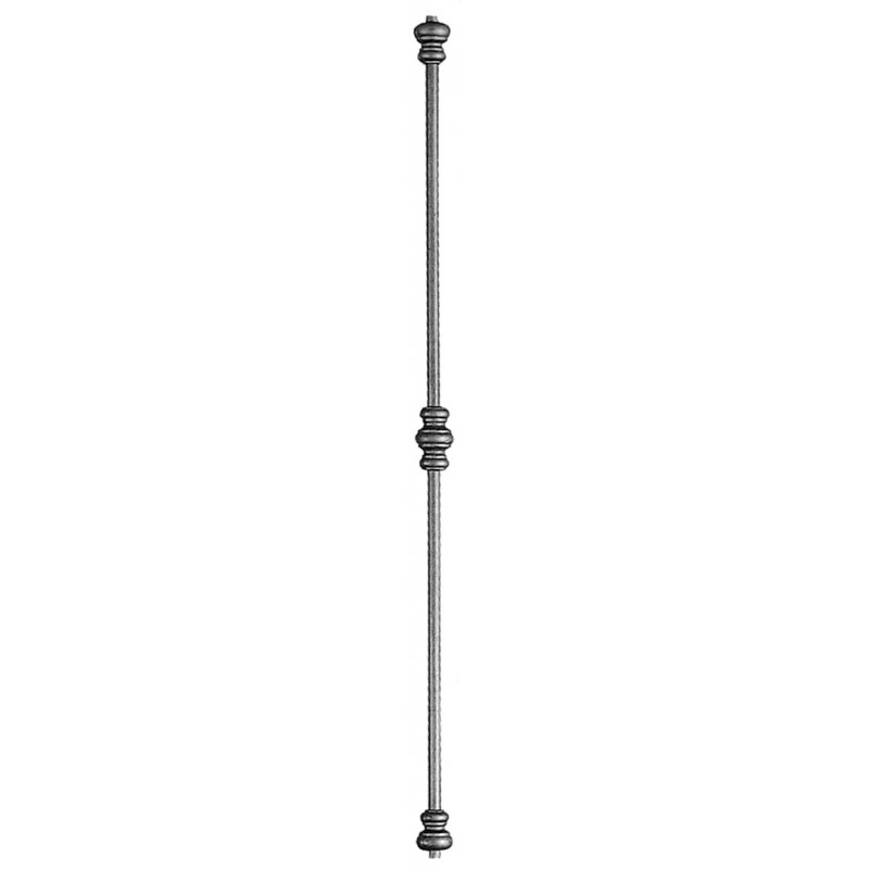 Barreau-2 bagues simples+1 bague centrée-ø14x900  (jusqu'à rupture de stock)