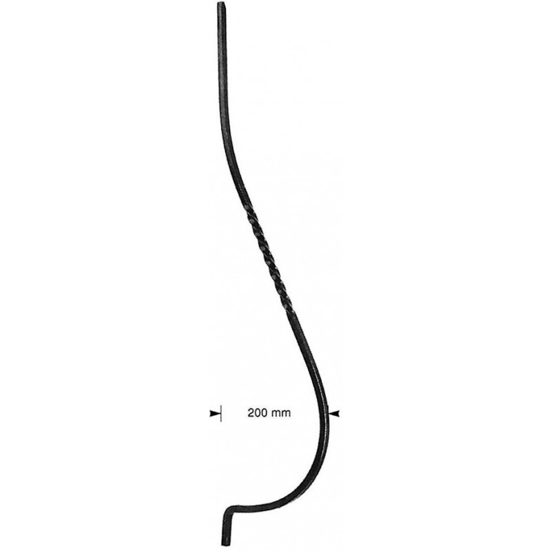 Barreau de fenêtre - torsadé au centre carré de 14 -  L200xH900