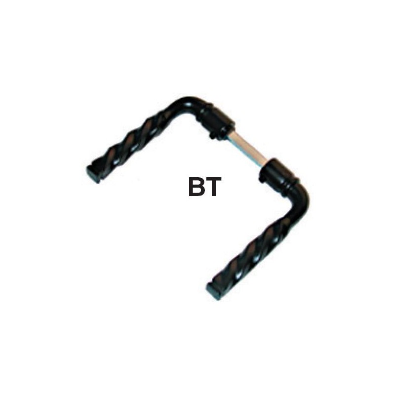 Béquille double torsadée noire pour portes, portillons et portails - carré de 7mm et de longueur 85mm