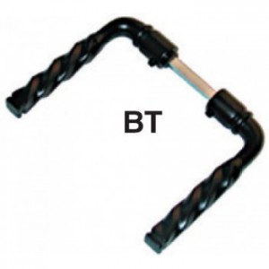 Béquille double torsadée noire pour portes, portillons et portails - carré de 7mm et de longueur 85mm