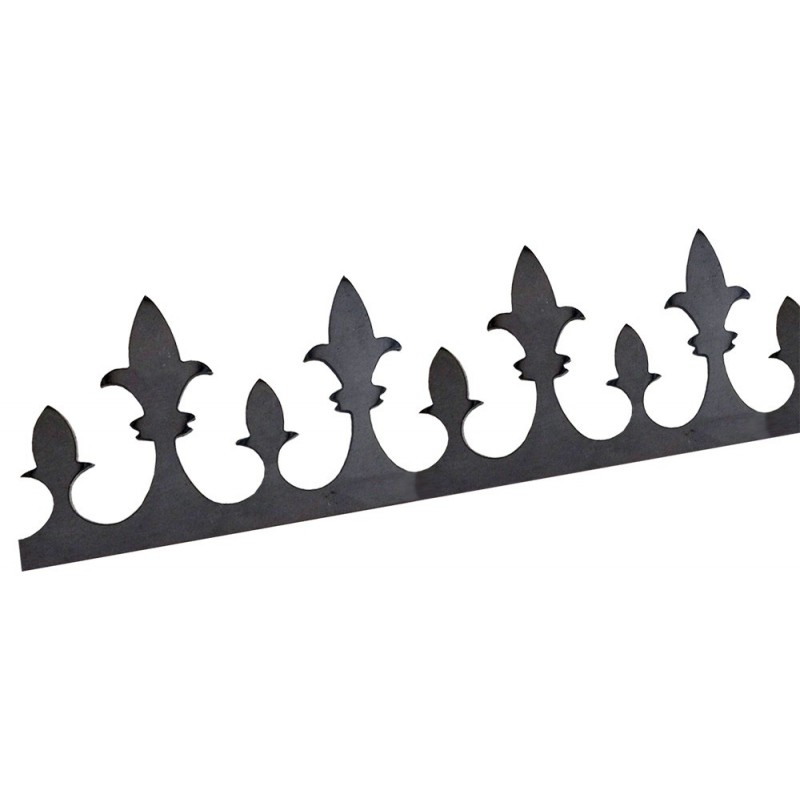 Bordure défensive décorative en acier brut à souder, 60mm de hauteur, 2m de longueur, 3mm d'épaisseur