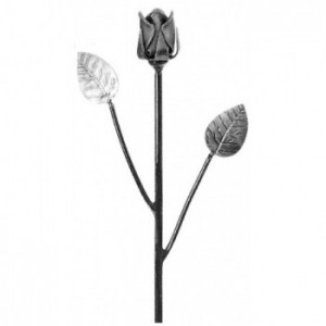 Bouton de rose + feuilles L140xH330 - tige ø6