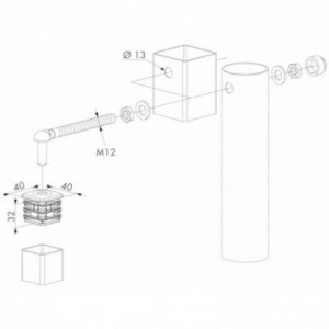 Gond M16 pour Portillons - Tige filetée 180mm - acier galvanisé - Bouchon renforcé en aluminium - Pour profil de 50mm - Locin