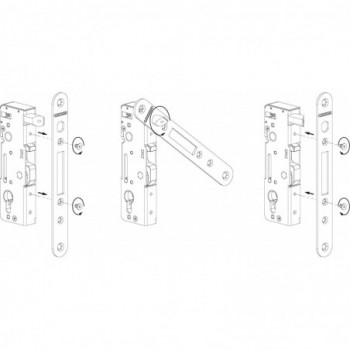 Serrure à encastrer Locinox hybride à crochet pour bois & metal - pour profil 60mm et plus