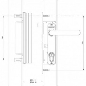 Serrure à encastrer Locinox hybride à crochet pour bois & metal - pour profil 60mm et plus