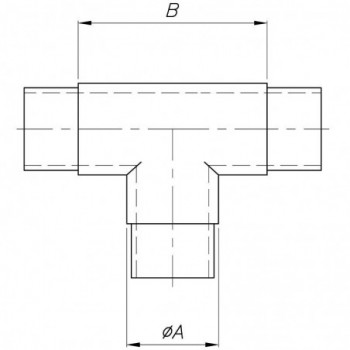 Raccord en T pour tube ø40,0x2,0mm - Hauteur 87mm