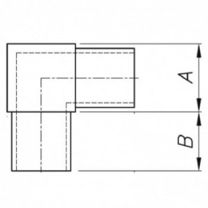 Raccord 90°  pour tube carré 20x20x1,5mm