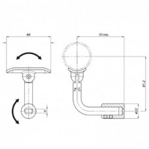 Support main-courante latéral - inclinable - pour tube ø42,4x2,0mm