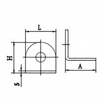 Equerre à souder 38x44 perçée d'un coté trou ø10 -Ep 4mm