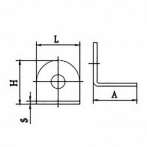 Equerre à souder 38x44 perçée d'un coté trou ø10 -Ep 4mm