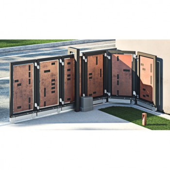 Kit SN pour portail coulissant sectionnel à courbe - Vantail secondaire à 1 roue pivotante + 1 jeu de charnières - FAC RADIUS