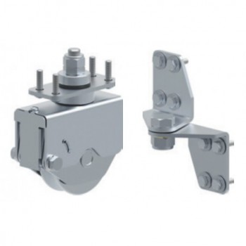 Kit SN pour portail coulissant sectionnel à courbe - Vantail secondaire à 1 roue pivotante + 1 jeu de charnières - FAC RADIUS