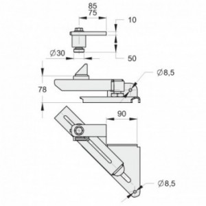 Gond pour portail pivotant - régulateur de pente - porte de gauche
