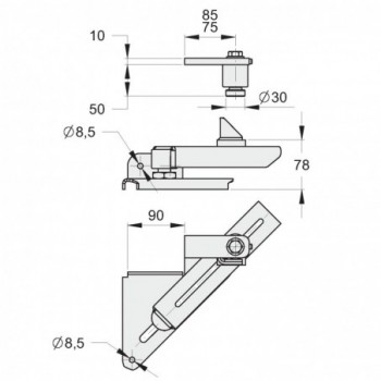 Gond pour portail pivotant - régulateur de pente - porte de droite