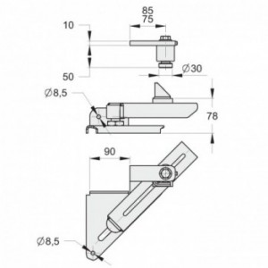 Gond pour portail pivotant - régulateur de pente - porte de droite