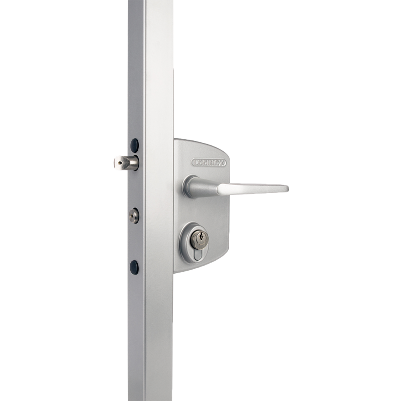 Serrure type industriel pour cylindre KABA-KESO pour profils carrés de 40 à 60mm en 6005 avec 3006M - Paire de poignées en al